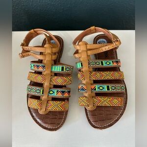 Colorful boho geometric beaded Sandals 6.5W